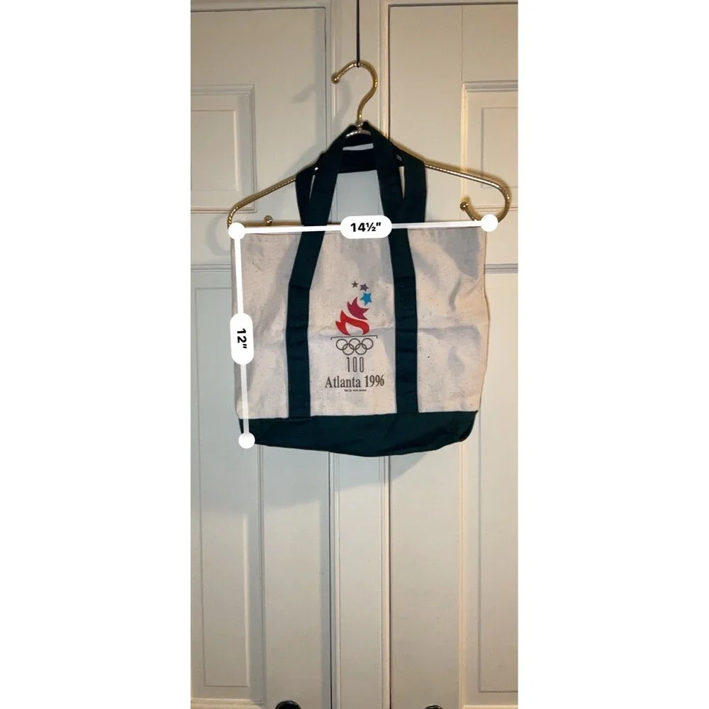 Vintage 1996 Atlanta Centennial Olympic Canvas Tote Bag Green GUC Clean